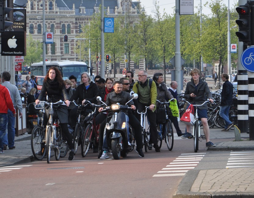 fietsers in stad